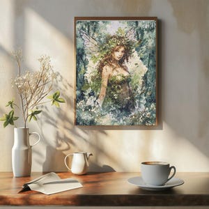 Counted Cross Stitch Pattern: &quot;Woodland Fairy 16&quot; Art,   Printable PDF, 18 count Instant Download PDF File, Chart, St. Patrick&#39;s Day