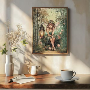 Counted Cross Stitch Pattern: &quot;Woodland Fairy 1&quot; Art,   Printable PDF, 18 count Instant Download PDF File, Chart, St. Patrick&#39;s Day