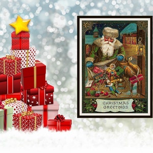 Counted Cross Stitch Pattern: Vintage Christmas Santa Card  Printable Cross Stitch Pattern, 14 count AND 18 count Instant Download PDF Files