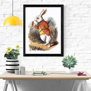 Counted Cross Stitch Pattern: Alice in Wonderland White Rabbit , Art by John Tenniel 14 count AND 18 count Instant Download PDF File