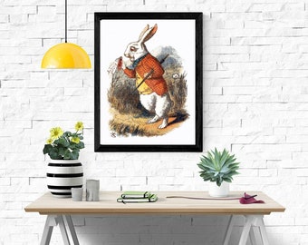 Counted Cross Stitch Pattern: Alice in Wonderland White Rabbit , Art by John Tenniel 14 count AND 18 count Instant Download PDF File