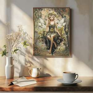 Kreuzstich-Muster: Woodland Fairy 17 - Art, printable PDF, 18-Count Instant Download PDF-Datei, Stickmuster, St. Patrick&#39;s Day