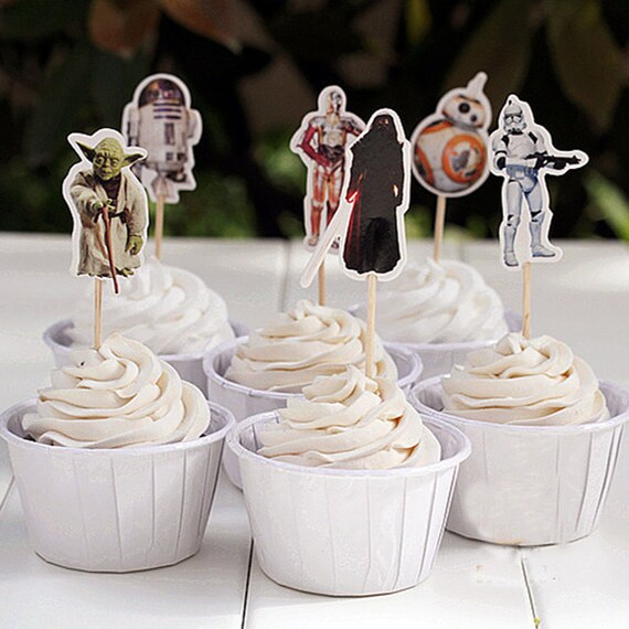 24 Pieces Star Wars Cupcake Toppers Picks For Birthday Etsy