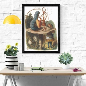 Counted Cross Stitch Pattern: Alice in Wonderland Alice Caterpillar, Art by John Tenniel 14 count AND 18 count Instant Download PDF File
