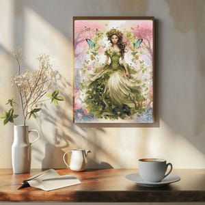 &quot;Kreuzstich-Muster &quot;&quot;Woodland Fairy 12&quot;&quot;, druckbare PDF-Datei, 18-Count Sofort-Download, PDF-Datei, Tabelle, St. Patrick&#39;s Day.&quot;