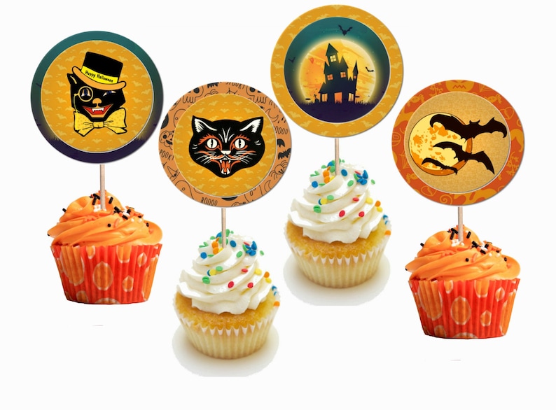 24 Pieces Halloween Cupcake Toppers Picks for Birthday Special Etsy