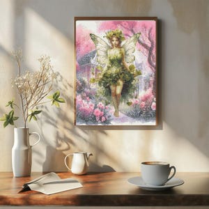 Counted Cross Stitch Pattern: &quot;Woodland Fairy 13&quot; Art,   Printable PDF, 18 count Instant Download PDF File, Chart, St. Patrick&#39;s Day