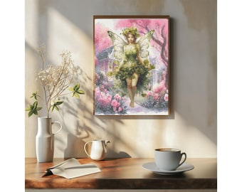 Counted Cross Stitch Pattern: "Woodland Fairy 13" Art,   Printable PDF, 18 count Instant Download PDF File, Chart, St. Patrick's Day