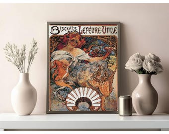 Patrón de punto de cruz: "Póster Art Nouveau 2 de Alphonse Mucha" / Descarga instantánea en PDF