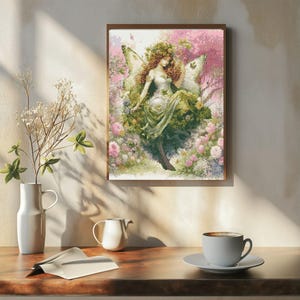 Kreuzstich-Muster: Woodland Fairy 14&quot; Art, printable PDF, 18-Count, Sofort-Download, PDF-Datei, Chart, St. Patrick&#39;s Day
