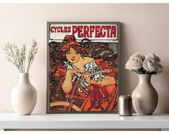 Patrón de punto de cruz: "Cartel Art Nouveau 4 de Alphonse Mucha" / Descarga instantánea en PDF