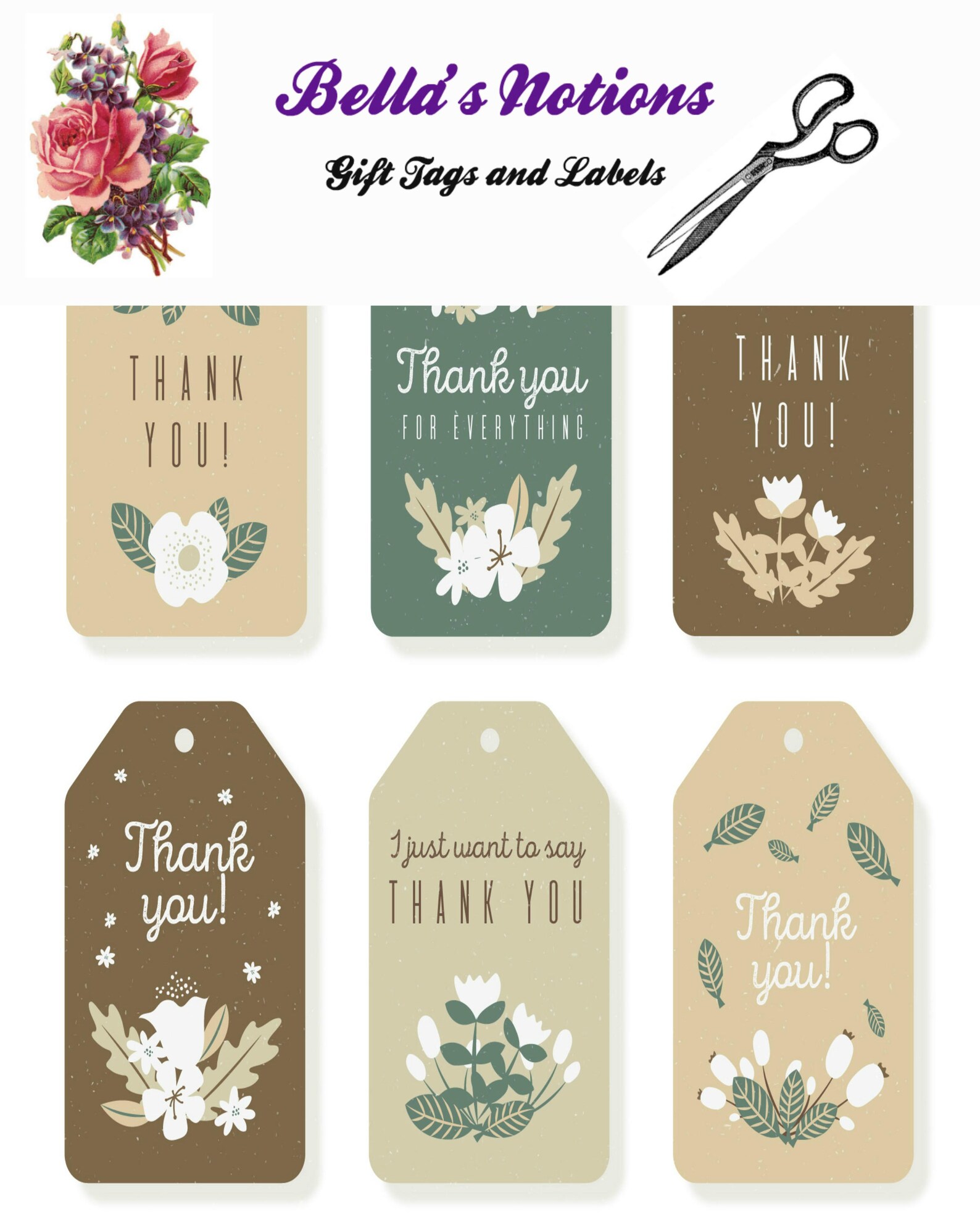3 Sheets of Rustic Thank You Gift Tags Labels Printed on - Etsy