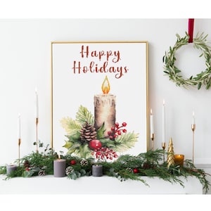 Padrão de ponto cruz contado: arte "Boas festas vela de Natal", PDF para impressão, 18 contagens Download instantâneo de arquivos PDF, gráfico