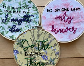 embroidery ENDTHEBACKLOG floral hand embroidered hoop art gift for her made to order feminist gift all men are cremated equal