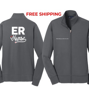 ER Nurse Fleece Jacket Emergency Nurse Embroidery Jacket Personalized ER Nurse Jacket Custom Emergency Nurse Jacket