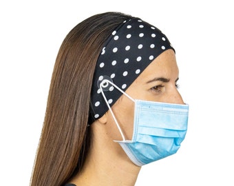 Headband with Buttons | Woman Stretch Headbands | Button Headband | Nurse Gift