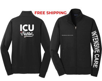 Intensive Care Embroidery Nurse Fleece Jacket, ICU Nurse Jacket