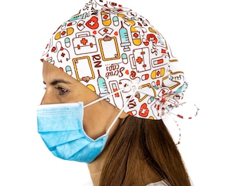 RN Surgical Cap Women with buttons I Nurse Cap