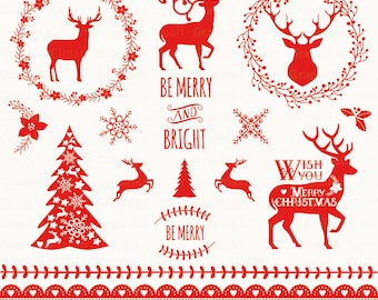 christmas clip art christmas clipart with vector etsy