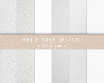 Texturas de papel branco: 6 papéis digitais para belas artes e aquarela (arquivos JPEG)