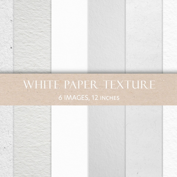 White Paper Textures, Fine Art Paper Textures, Watercolor Paper Texture, White Digital Papers, White Paper Background, 6 images, JPEG files.