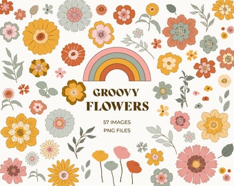 Imágenes prediseñadas florales elegantes: gráficos florales retro, 57 archivos PNG