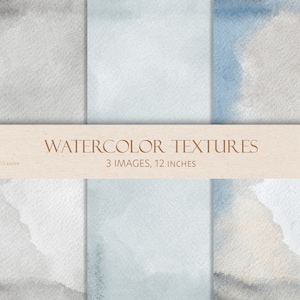 Neutral Watercolor Texture Backgrounds: Beige & Blue (3 JPEG Files)