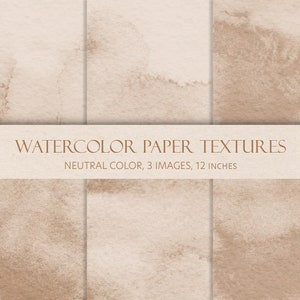 Beige Aquarell Texturen: 3 Neutrale Hintergründe (JPEG Dateien).