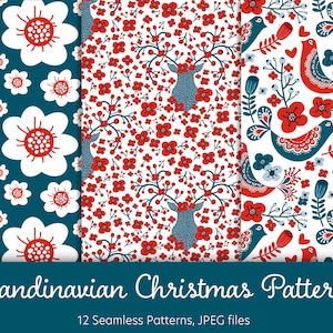 Carte natalizie scandinave, carta digitale scandinava, carta digitale nordica, carta digitale scandinava, clipart popolari, 12 immagini, file JPEG.