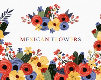 Mexican Flowers Clipart: Fiesta SVG & PNG Files (7 Images)