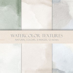 Textura de acuarela, papel digital natural, fondo beige, fondo neutro, texturas neutrales, 3 imágenes, archivos JPEG de alta calidad.