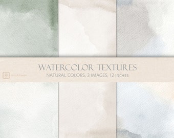 Watercolor Texture Digital Paper: Beige Neutral Backgrounds (3 JPEG files)