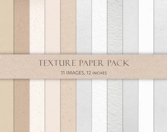 11 Neutral Paper Textures: Beige & White Watercolor Backgrounds for Canva (JPEG files)