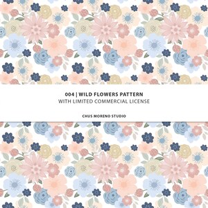 Padrão de flores silvestres em tons pastel: design de prado claro para tecidos e embalagens (licença de uso comercial)