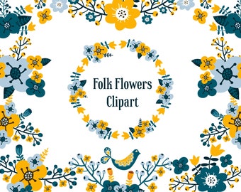 Illustrations florales scandinaves : 18 fleurs d’art populaire nordique (fichiers EPS et PNG)