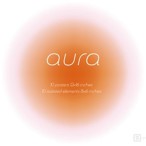 Aura Gradient, Aura Print Set, Aura Poster, Gradient Clipart, Aura Art, Aura Background, 20 images, Jpeg and Png files.