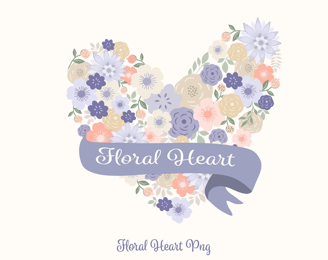 Floral Heart Clipart Flower Heart Png Floral Heart Shape - Etsy UK