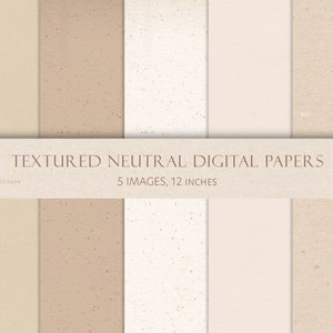 Papel digital texturizado beige: 5 fondos suaves para scrapbooking, invitaciones, branding, diarios, proyectos de Canva e imprimibles.