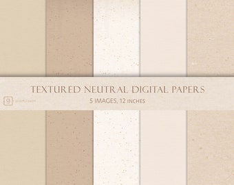 Neutral Textured Papers: Beige Backgrounds for Canva & Scrapbooking (5 JPEG Files)