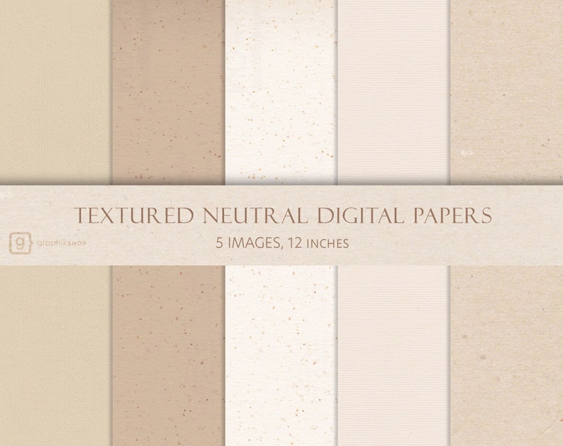 A pack of digital textured paper with neutral colors, featuring a variety of textures perfect for adding depth and dimension to any project. Each paper has a different texture.
