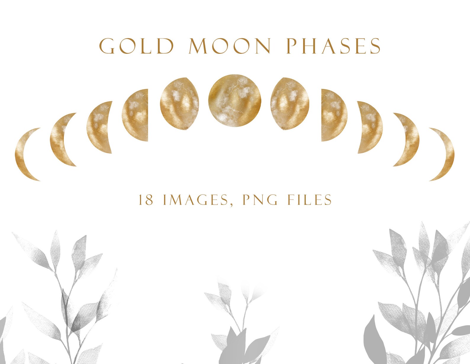 Gold Moon Phases Clipart Lunar Clip Art Gold Moon Clipart - Etsy