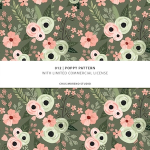 Motif sans couture de fleurs sauvages - Motif floral de pavot à usage commercial, tissu, papier peint, scrapbooking, image de marque - Usage commercial limité.