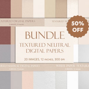 A collection of neutral textured digital papers in neutral and nature colours. 20 digital papers textures.