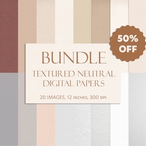 A collection of neutral textured digital papers in neutral and nature colours. 20 digital papers textures.