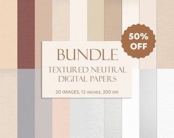 20 Textured Neutral Papers: Fine Art Backgrounds for Canva & Branding (JPEG Bundle)