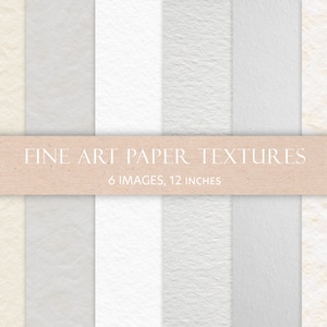 White Paper Textures, Fine Art Paper Textures, Watercolor Paper Texture, White Digital Papers, White Paper Background, 6 images, JPEG files.