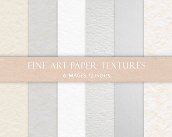 Texturas de papel de acuarela blanco: 6 fondos digitales de bellas artes (archivos JPEG)