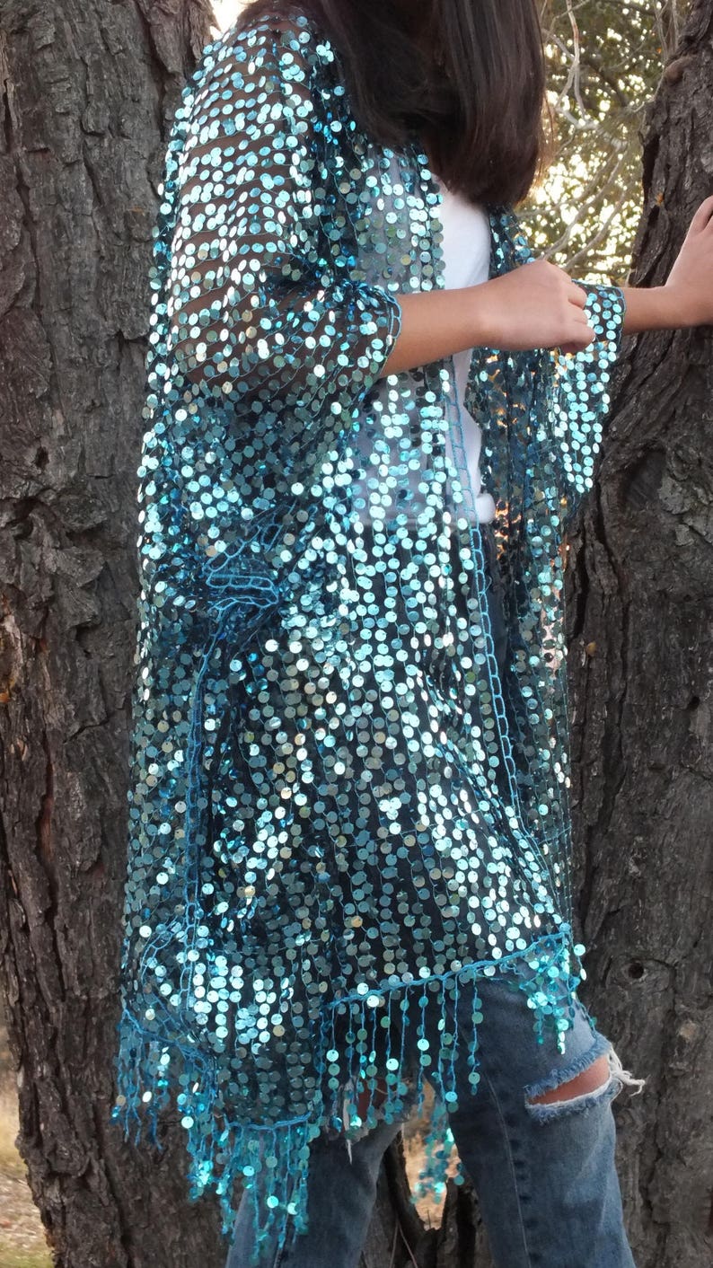 aqua sequin top