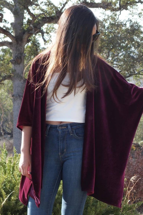 burgundy kimono cardigan