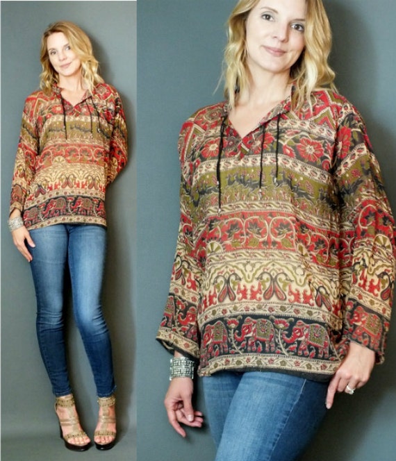 Ethnic Vibrant Color Paisley Floral Print India Fe